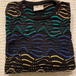 HOLIDAY Sale COOGI Australia Cotton Black, Yellow, Green knit sweater. Size XL